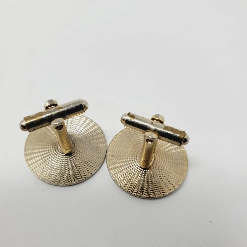 Vintage Old Modern Car Automobile Round Metal Cufflinks Set of 2